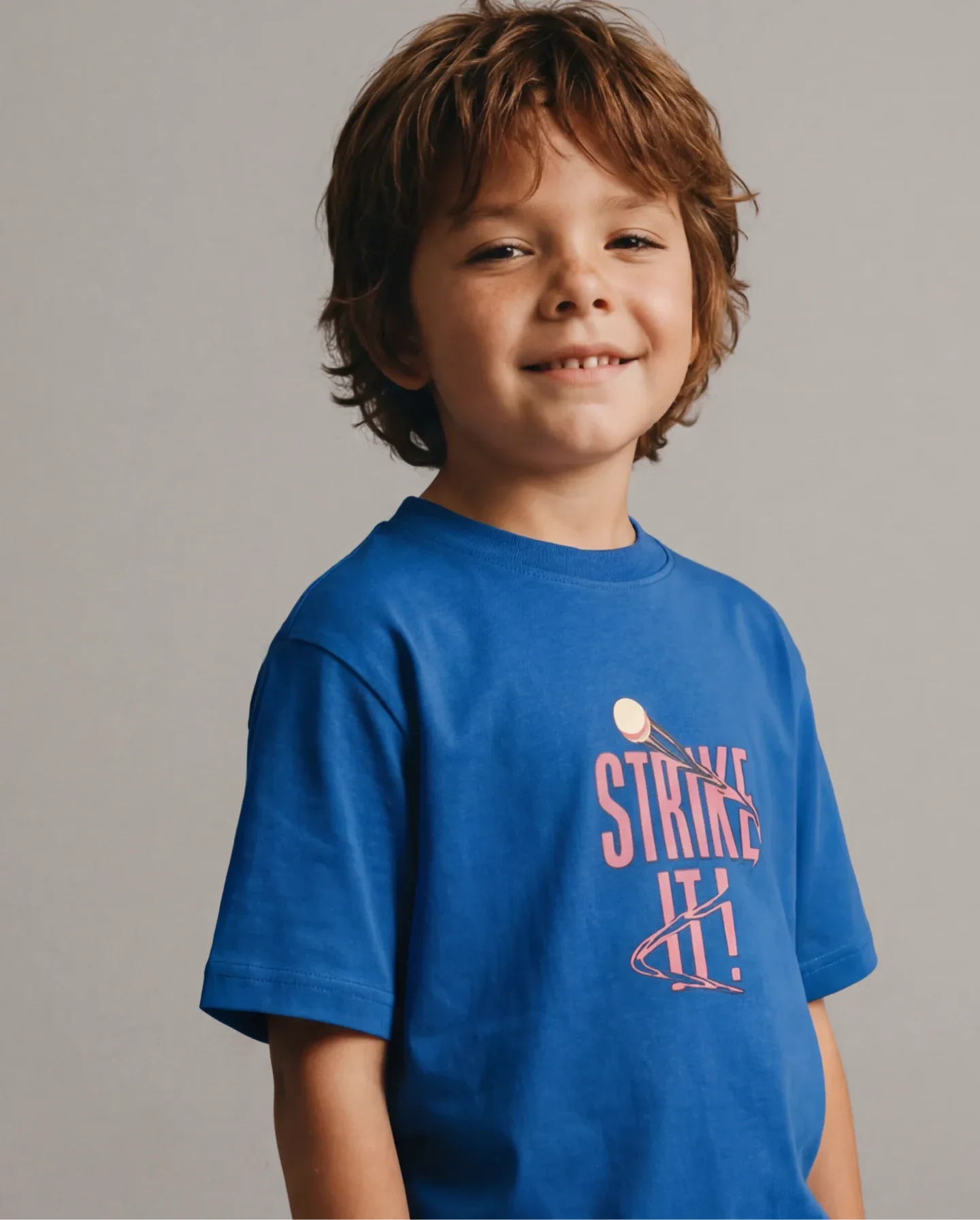 Rare Ones Kids Strike Blue Cotton Blend Fabric Pull On Closure Regular Fit Graphic Print T-Shirt