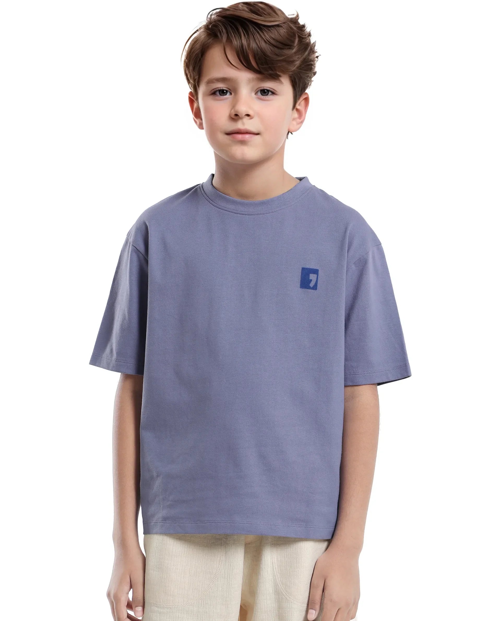 Rare Ones Kids Sudo Light Purple Cotton Graphic Printed Slip-On Oversized Fit T-Shirt