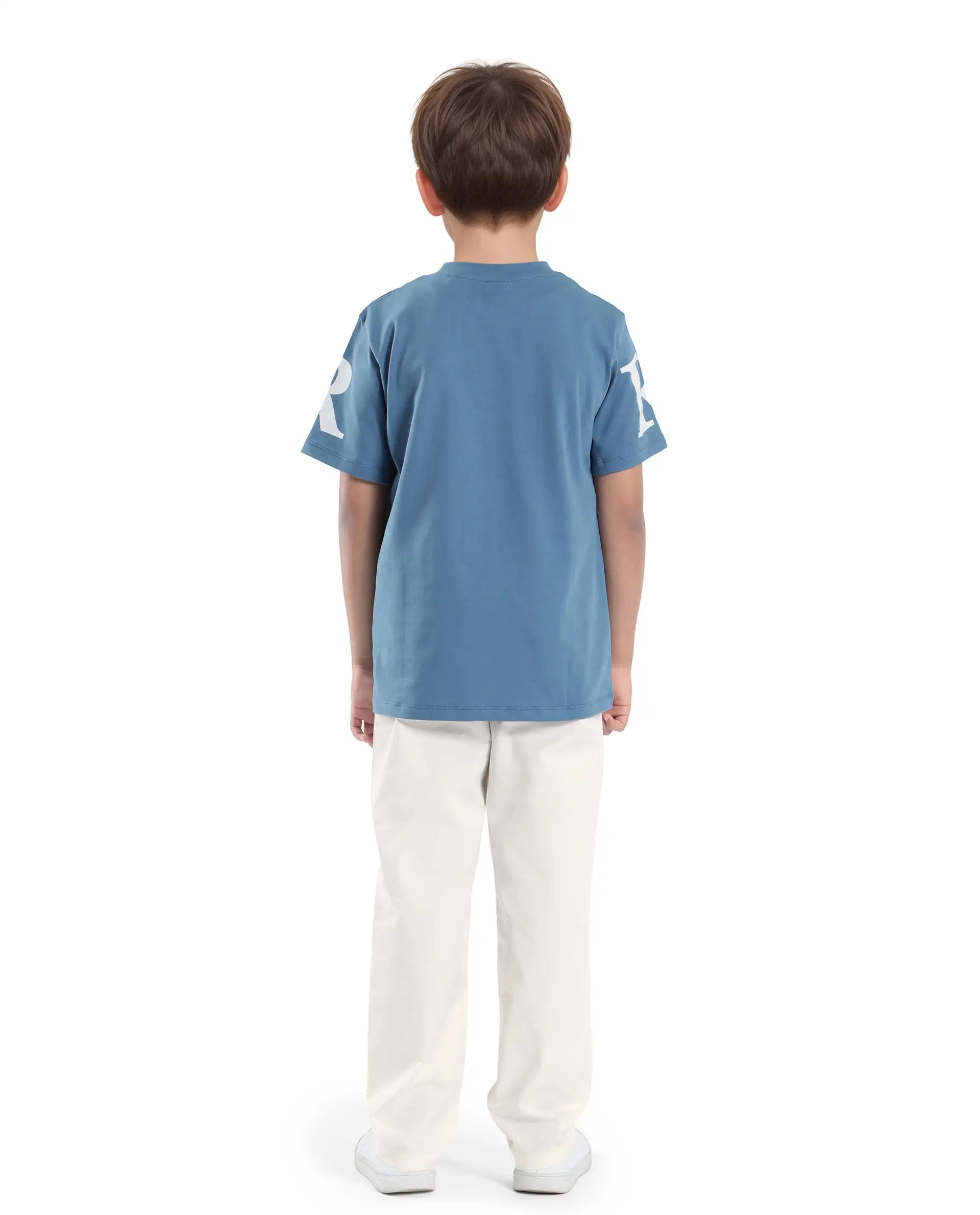 Rare Ones Kids Tino Off White Cotton Plain Button And Zip Closure Regular Fit Trouser