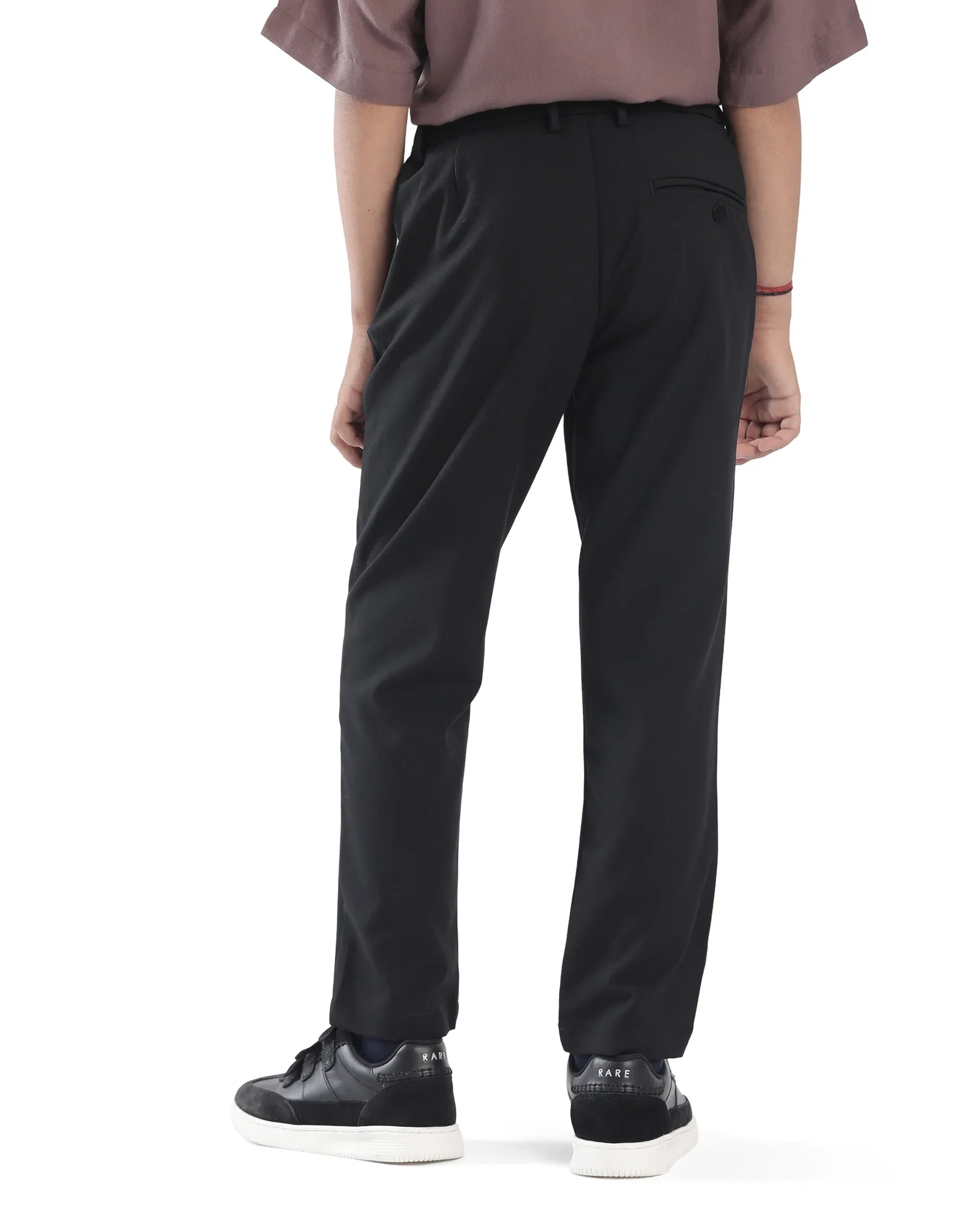 Rare Ones Kids Trove Black Polyester Blend Regular Fit Solid Trouser