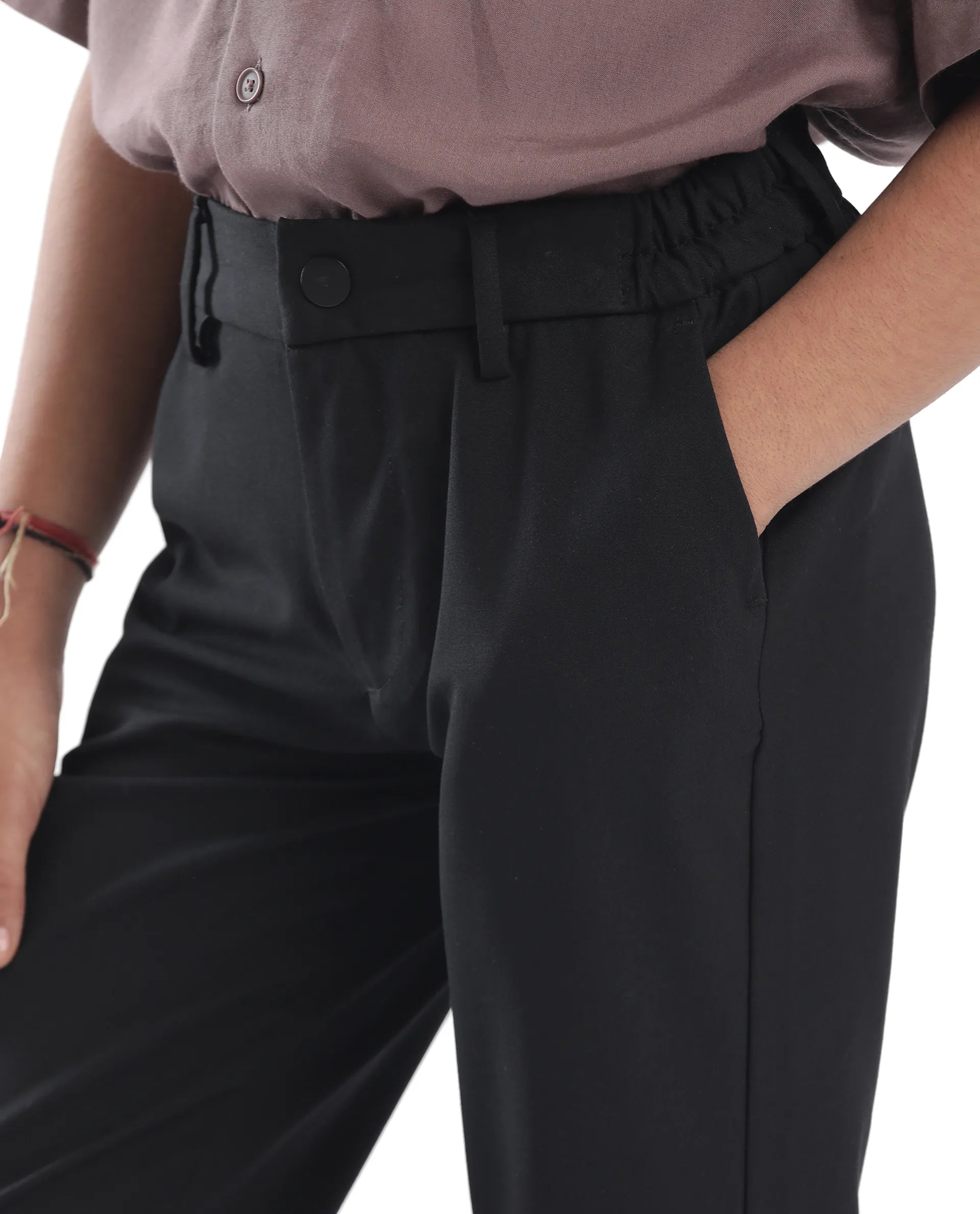 Rare Ones Kids Trove Black Polyester Blend Regular Fit Solid Trouser