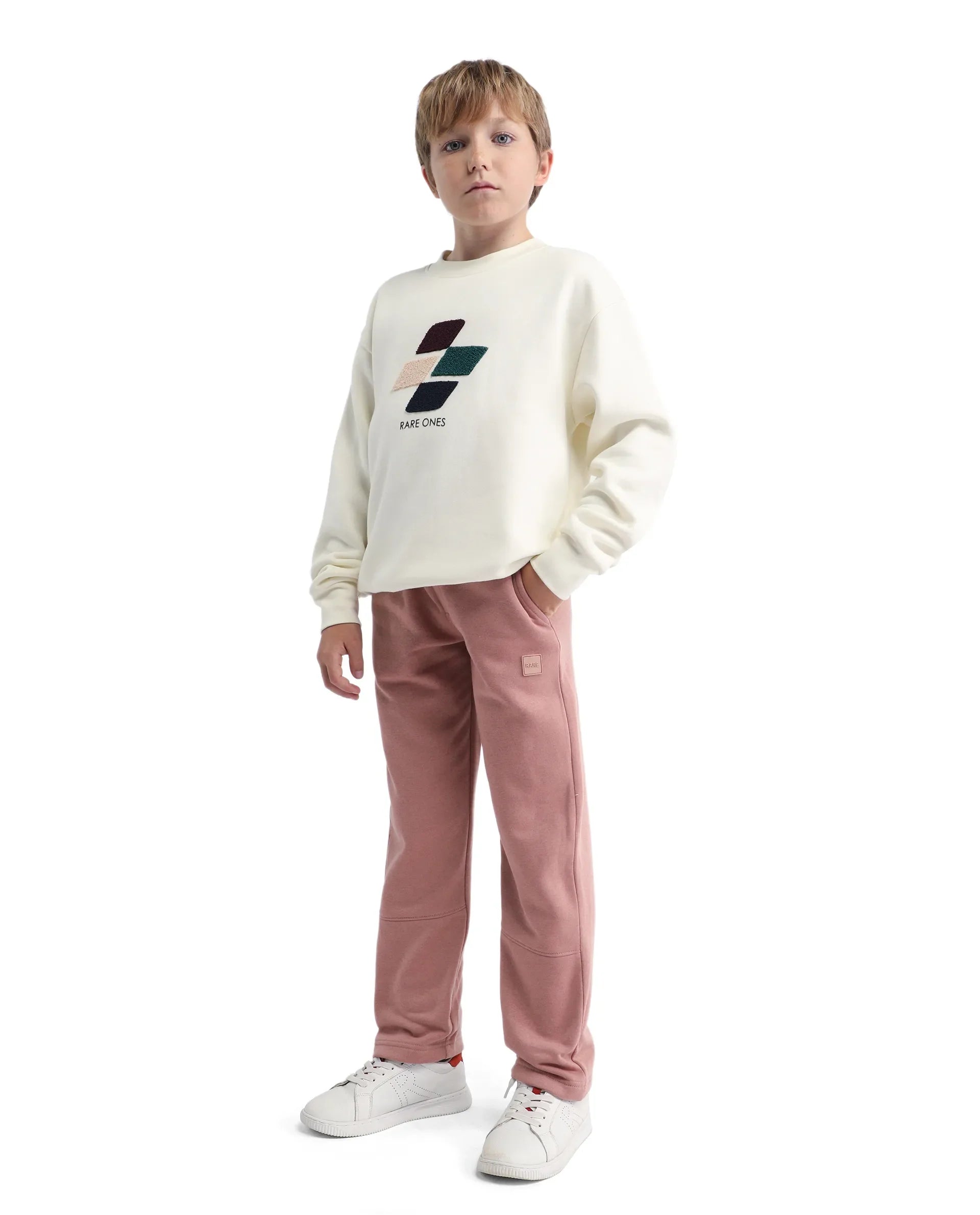 Rare Ones Kids Zaid-B Dusky Pink Cotton Blend Plain Regular Fit Trackpant