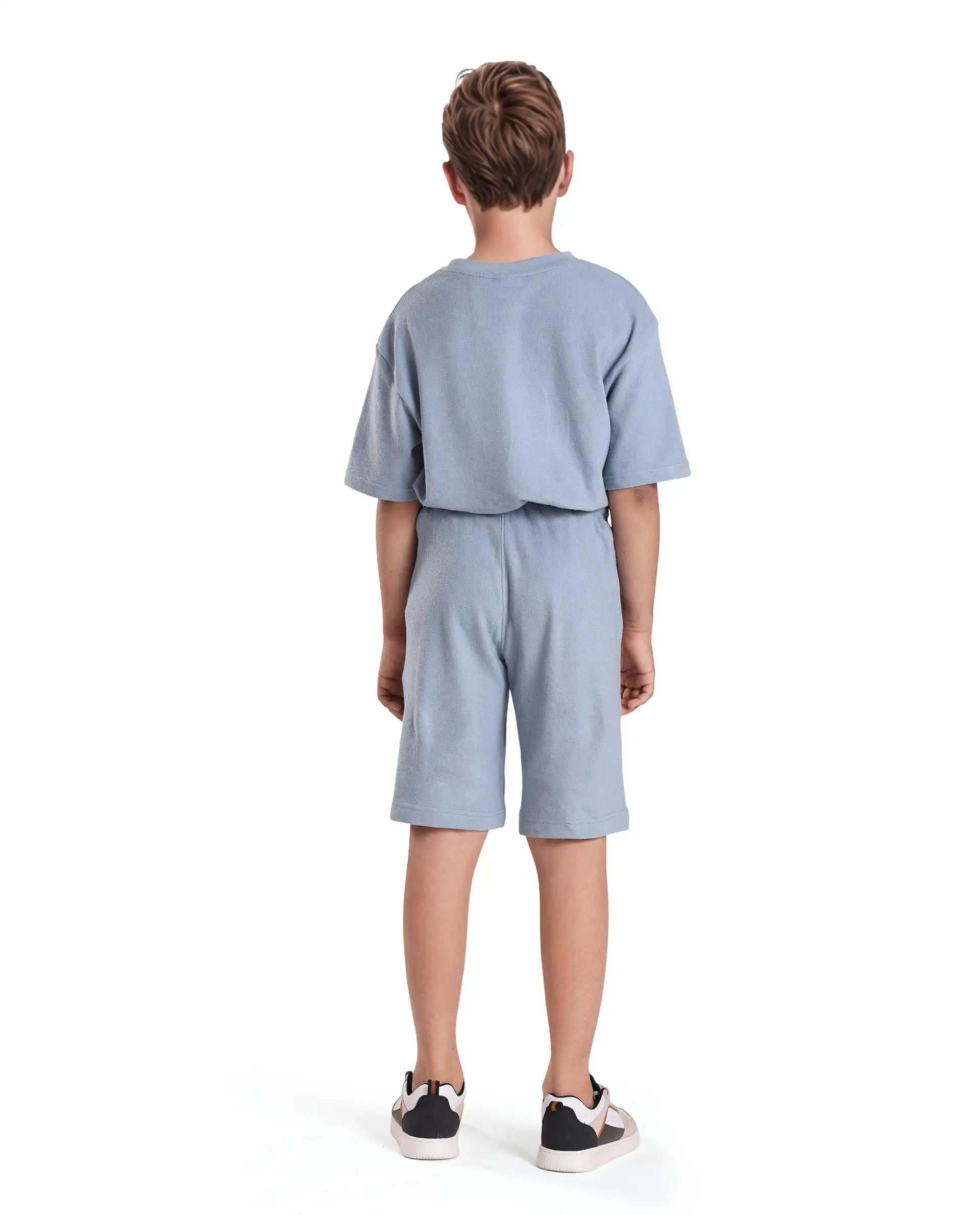 Rare Ones Kids Perg-B Dusky Blue Cotton Knee Length Print Shorts